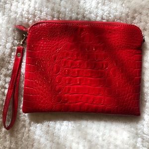 Faux Red Gator Clutch / Crossbody